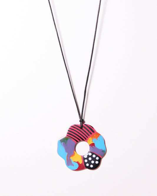 Floral Shaped Multicoloured Cord Necklace