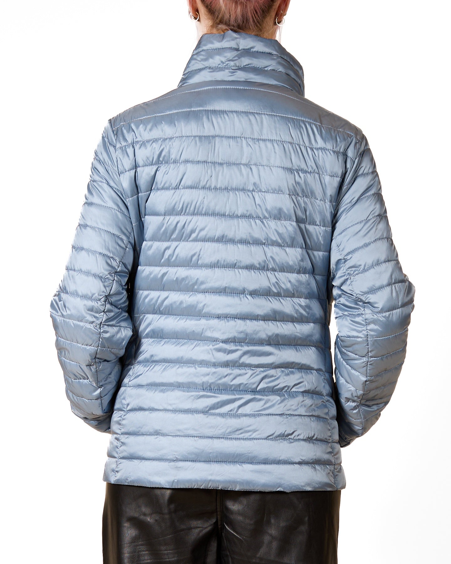 Blue Perennial Quilted Button-Down Jacket with Tie Accent