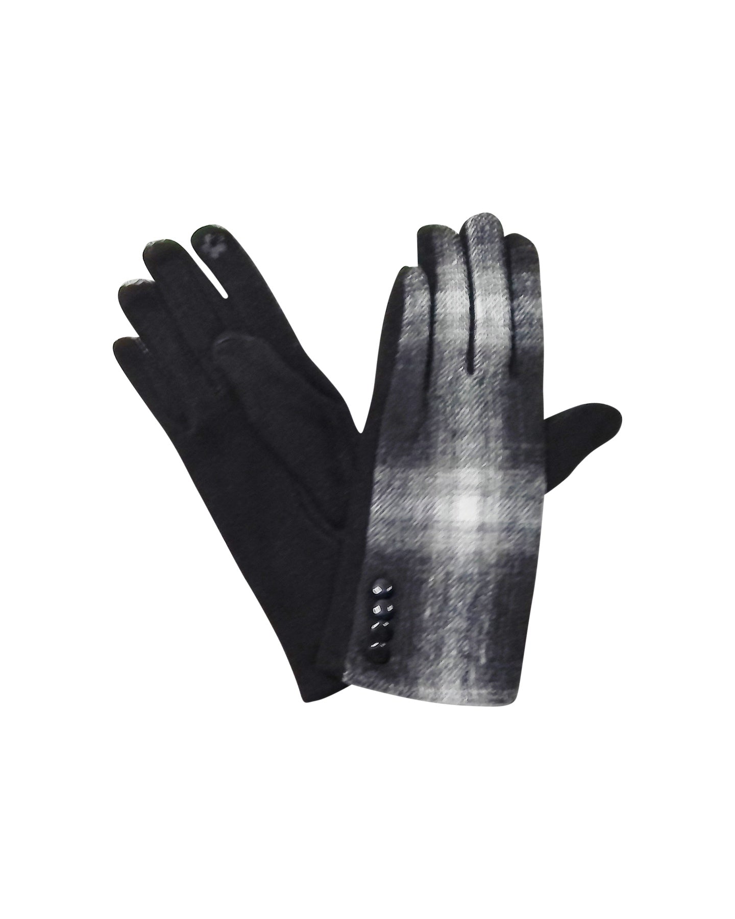 Black and White Plaid Gloves with Touchscreen Compatibility