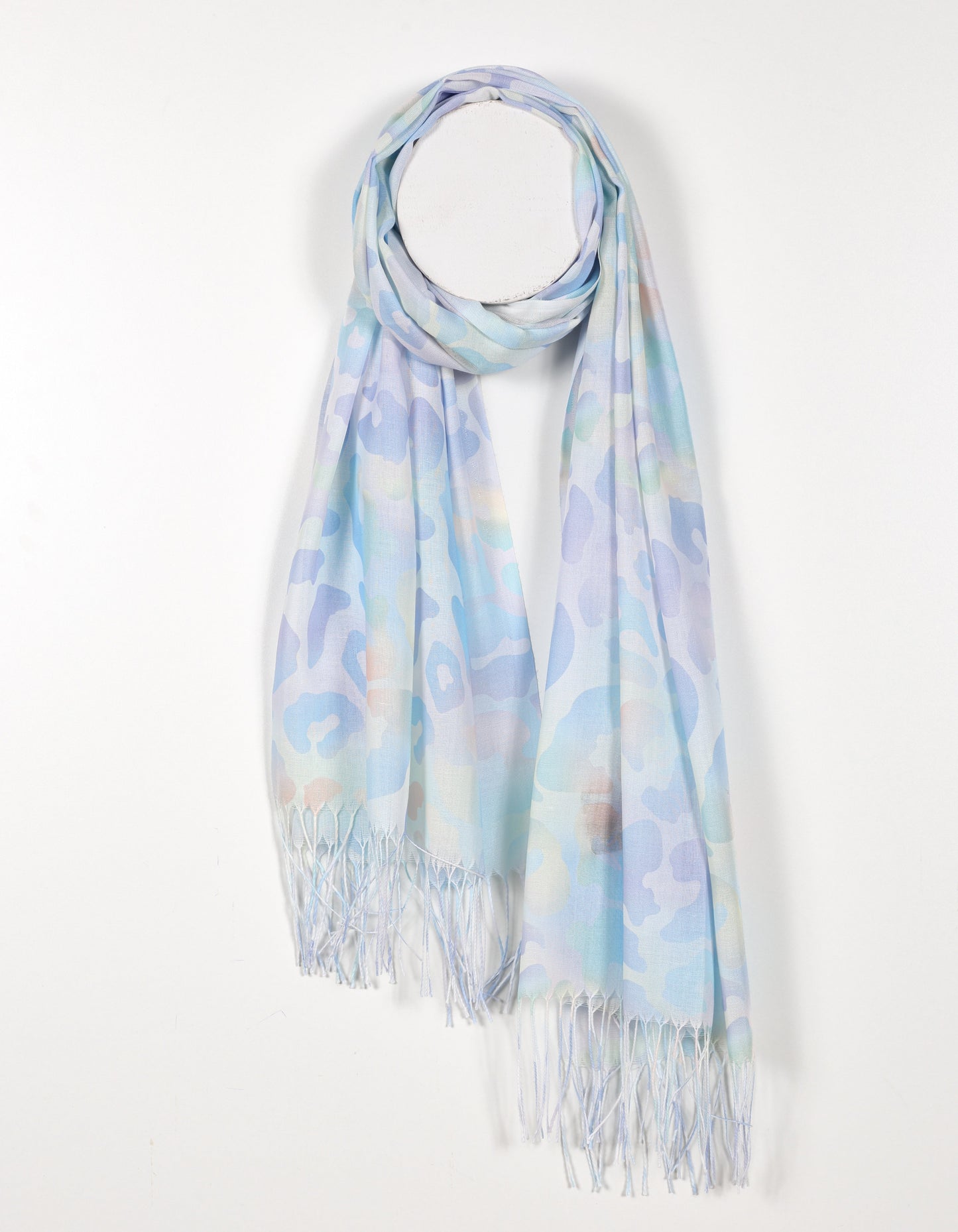 Rainbow Leopard Print Scarf in Blue