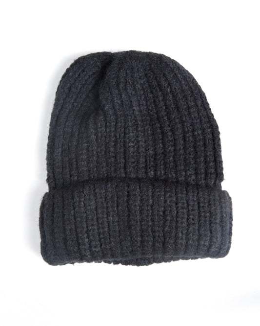 Black Ribbed Knit Hat