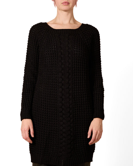 Ebony Drop Shoulder HONEYCOMB Tunic Sweater