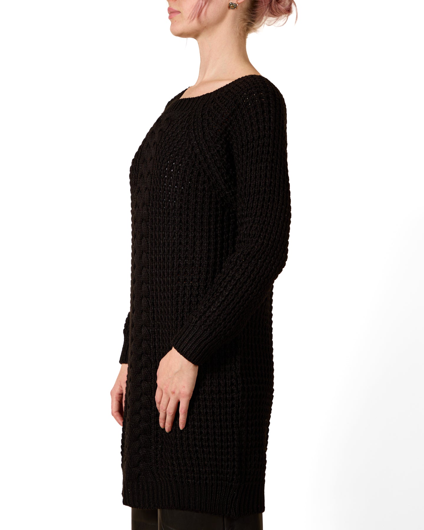 Ebony Drop Shoulder HONEYCOMB Tunic Sweater