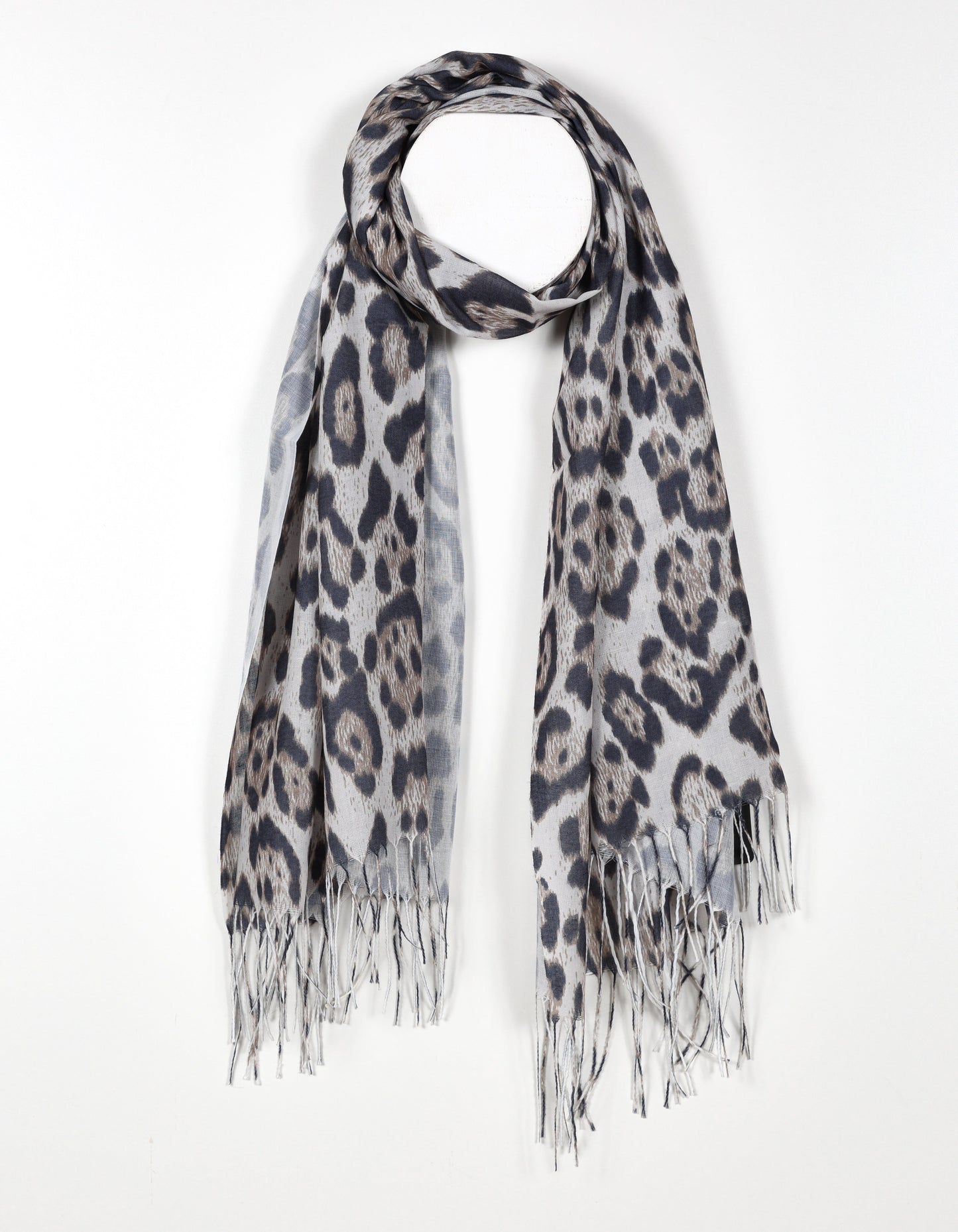 Lightweight Leopard Print Scarf in Taupe