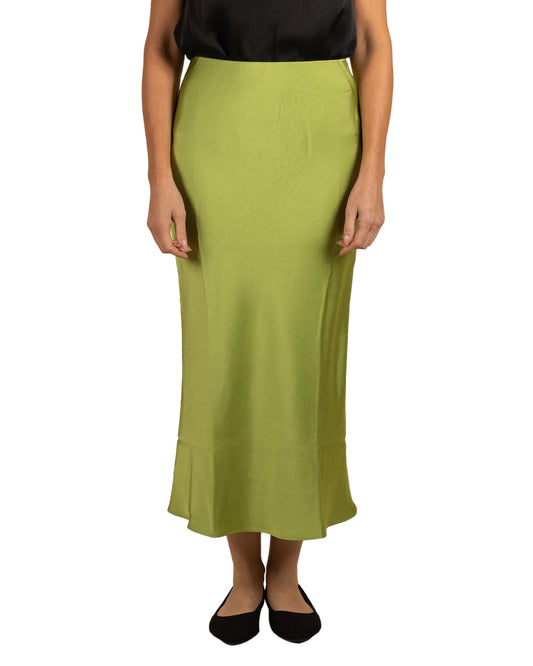 Olive Pull On Flare Skirt