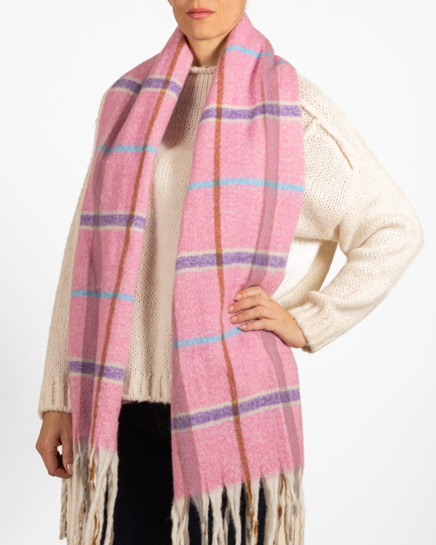 Wool Pink Plaid Scarf