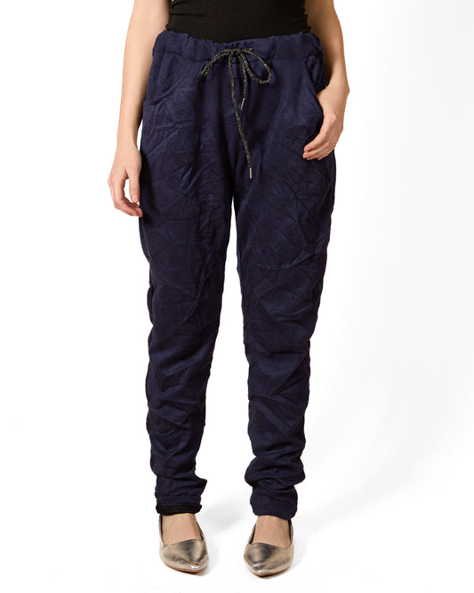 Midnight Pull On Drawstring Crushed Velour Pant