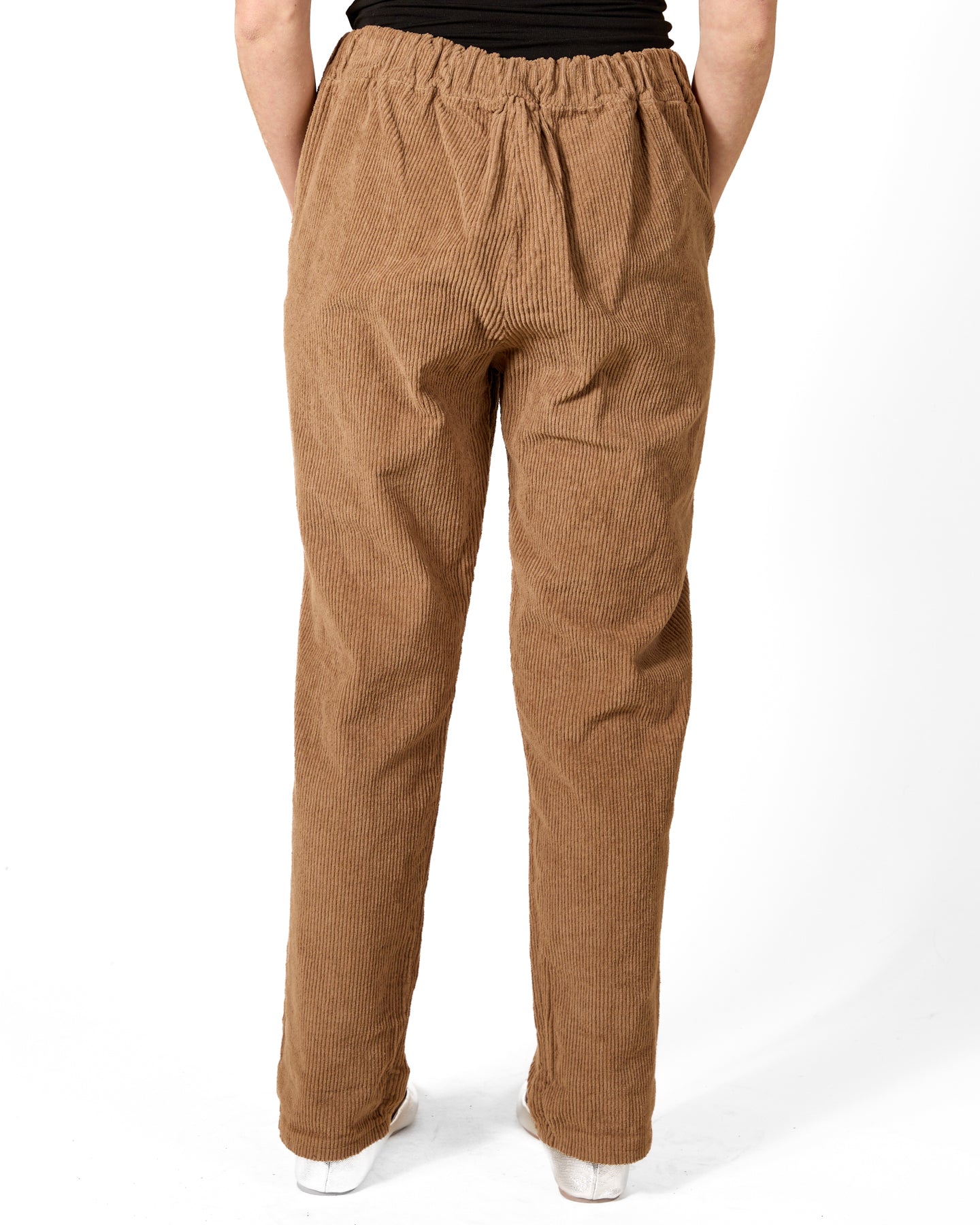 Camel Pull On Drawstring Poor Boy Rib Pant