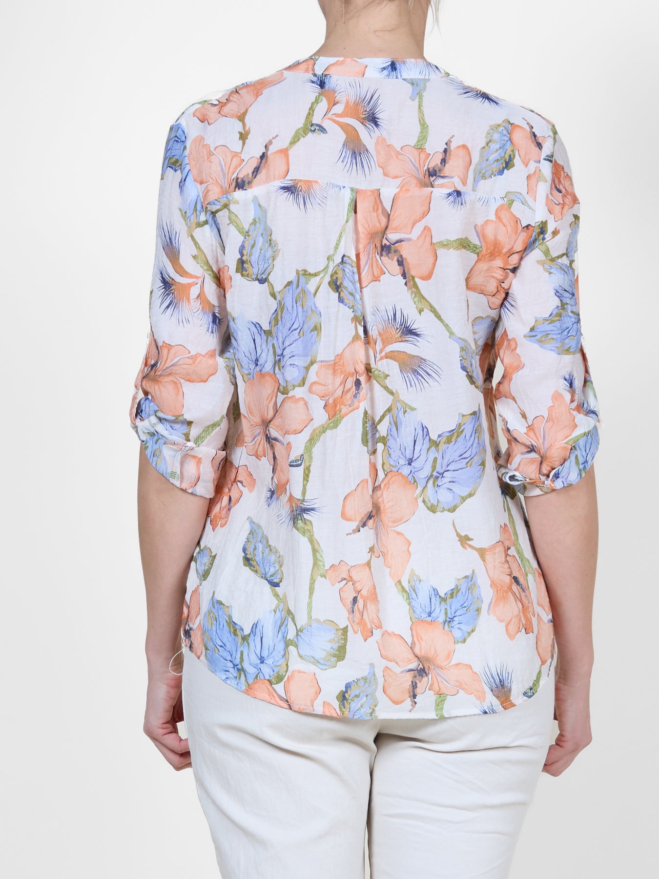 Peaches and Cream Placket Front Floral Blouse