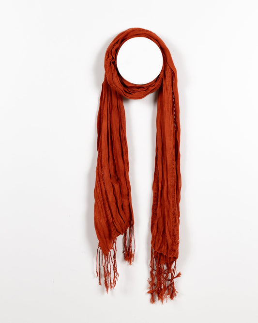 Lightweight Rust Combo Crinkle Solid Color Scarf