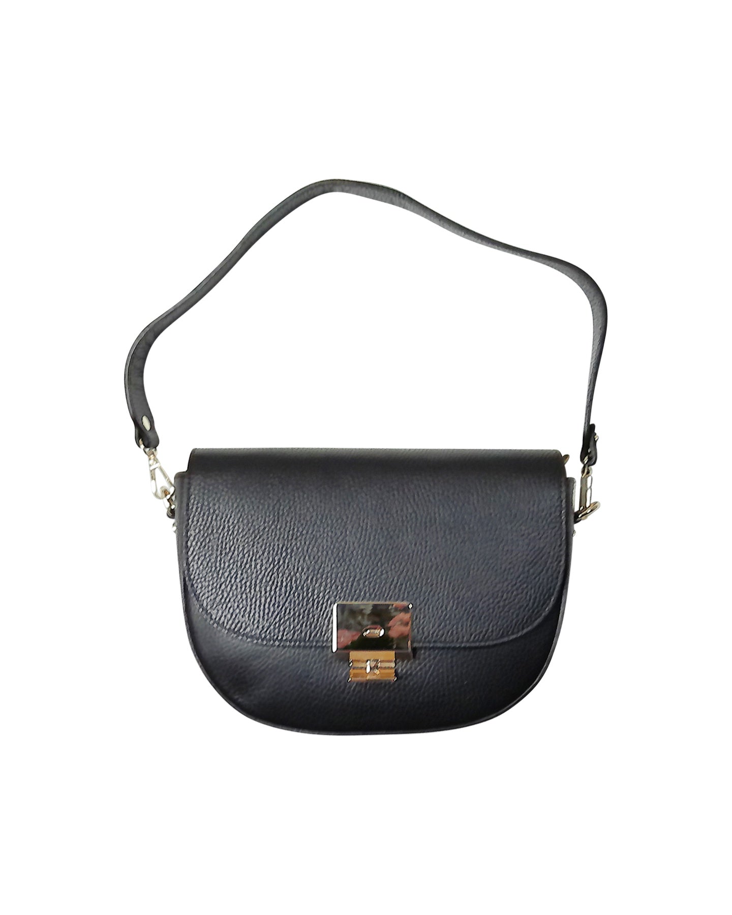 Black Pebbled Leather Crossbody Bag