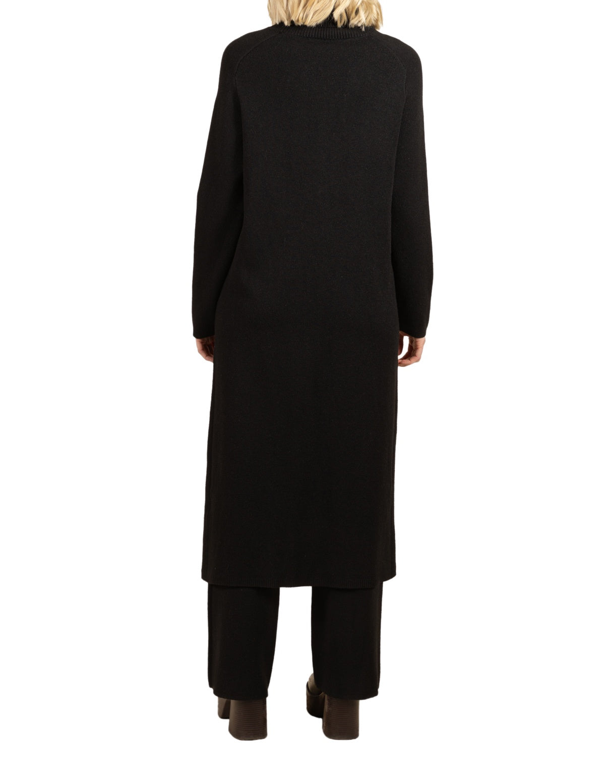 Black Maxi Turtleneck Front Opening Tunic