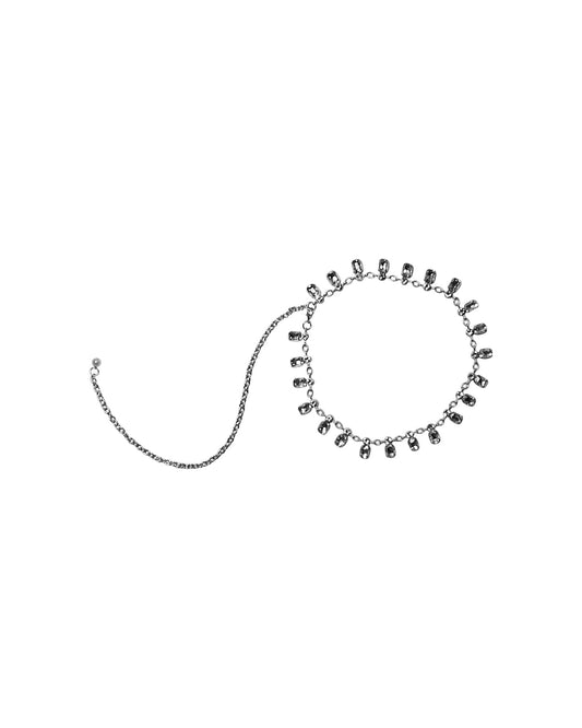 Silver Rhinestone Drop Chain Belt