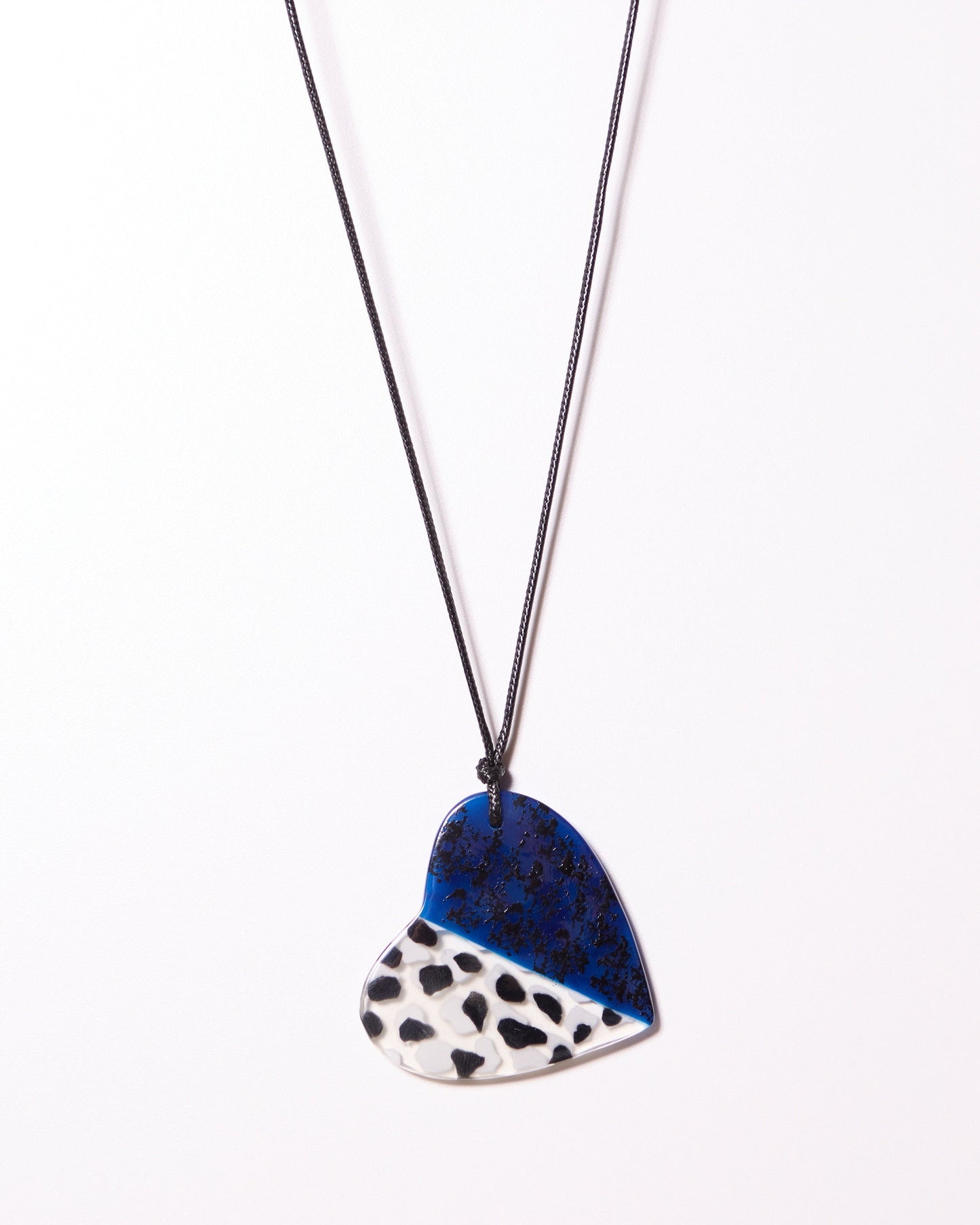 Resin Heart Pendant Navy Necklace