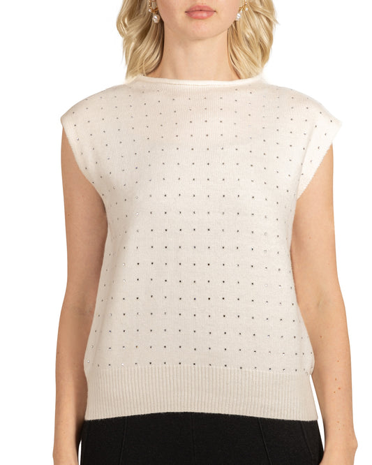 Ivory Sleeveless Crew Neck Top