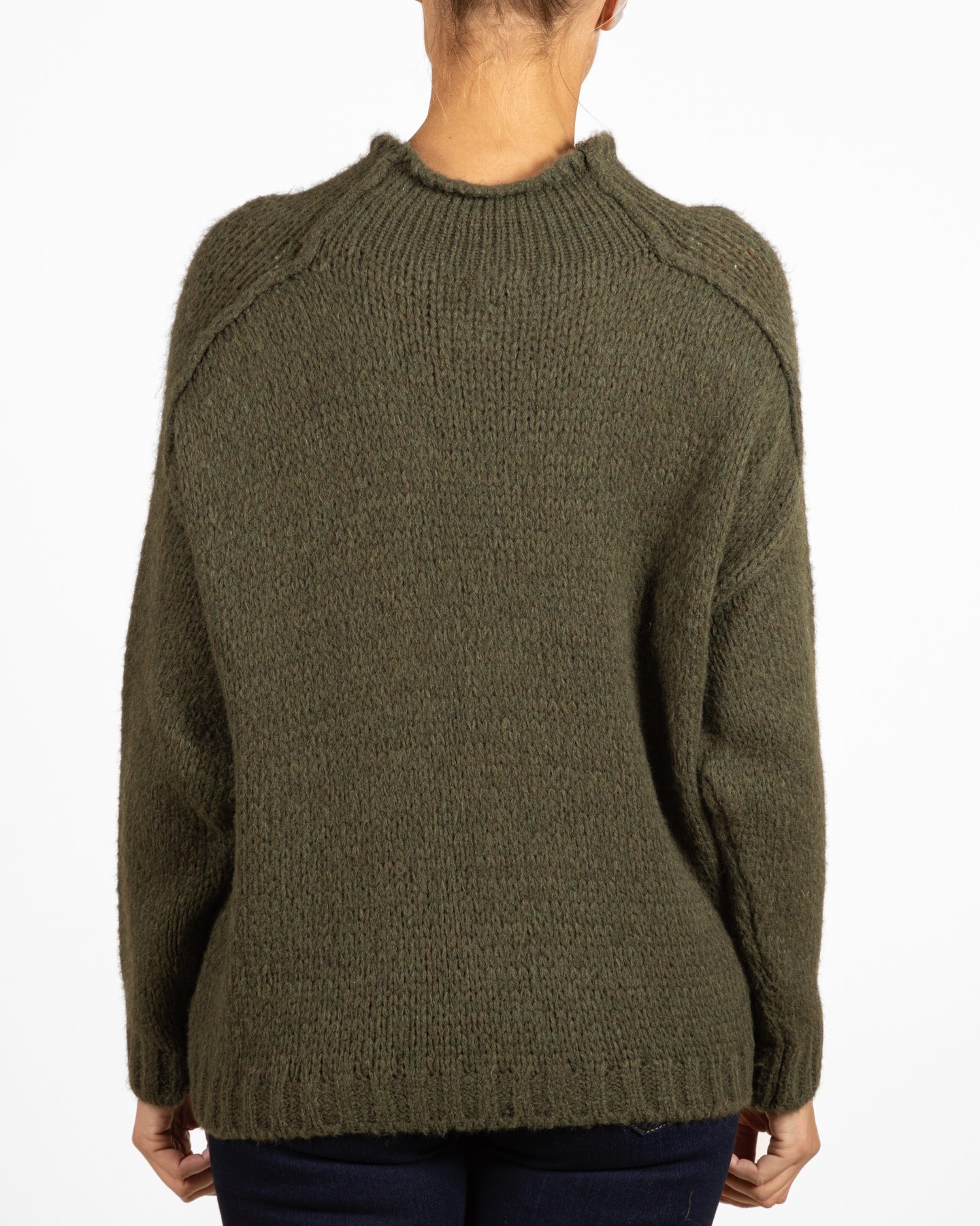 Army Mock Nek Reverse Side Seam Sweater