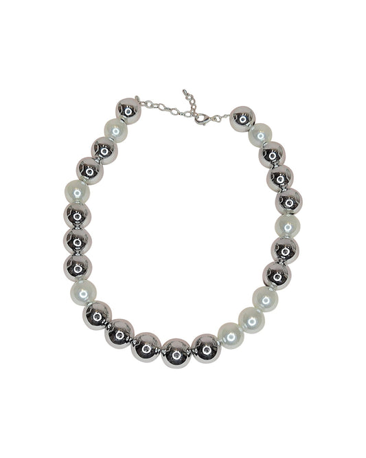 Silver and Pearl Beaded Necklace