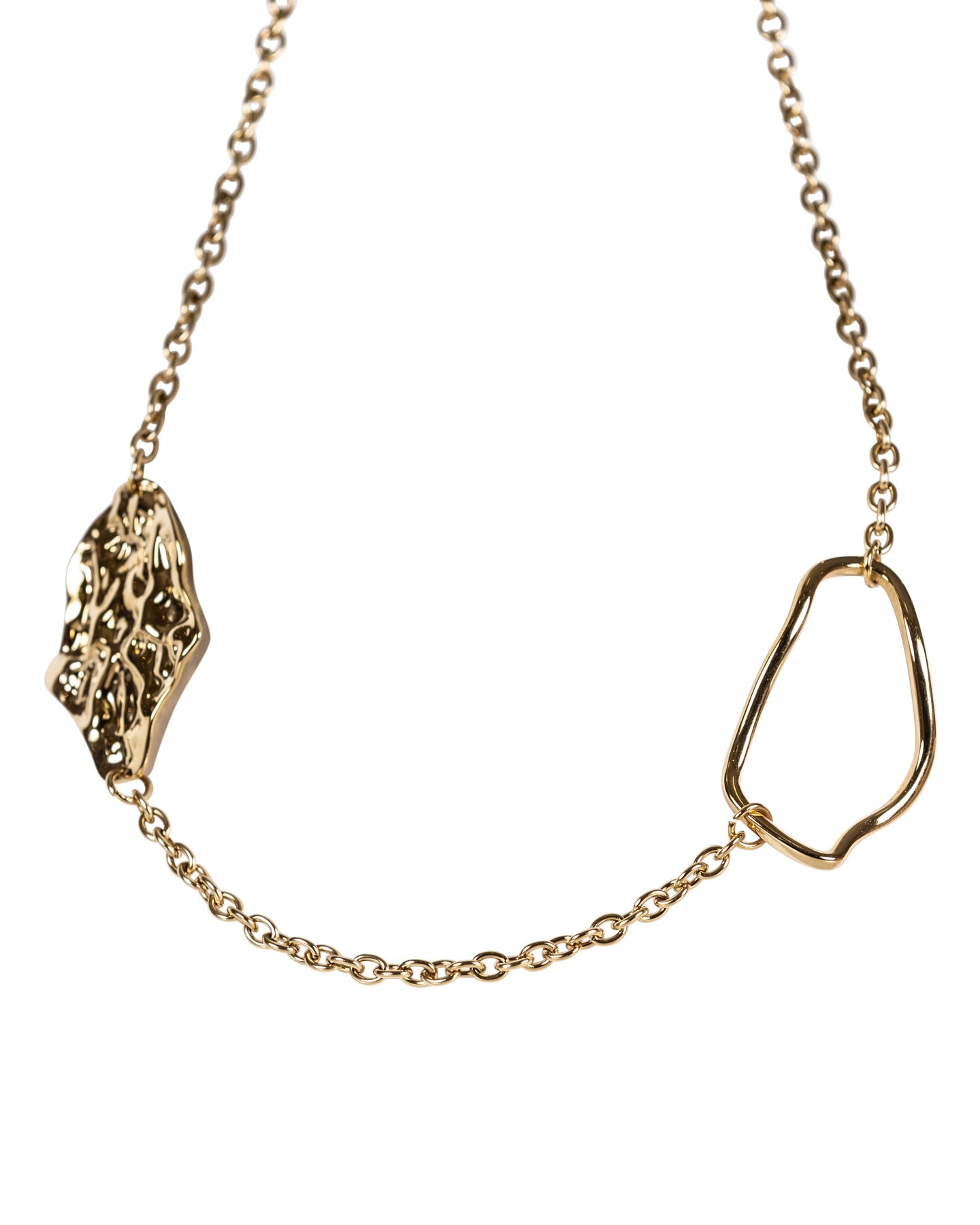 Gold Organic Link Pendant Necklace