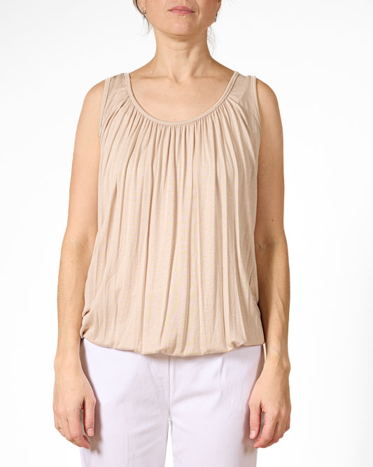 Sand Built Up Shoulder Blouson Tank Top