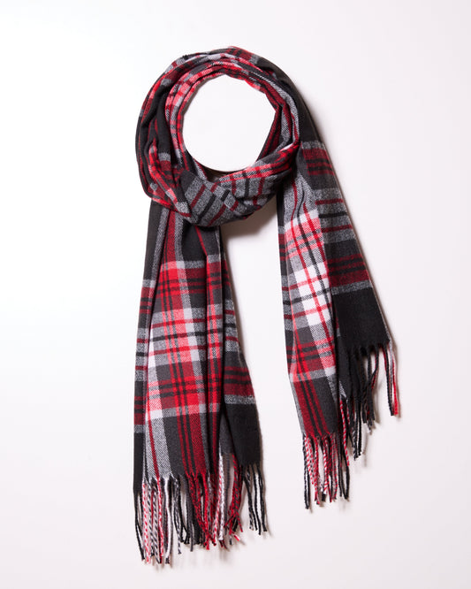 Black Cozy Plaid Knit Sweater Scarf