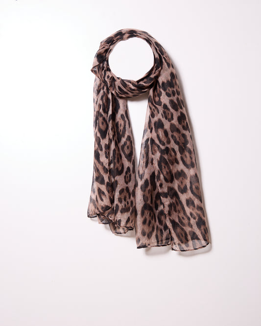 Khaki Jaguar Printed Soft Scarf