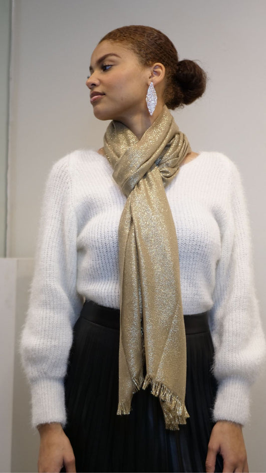 Lightweight Sparkling Scarf in Gold