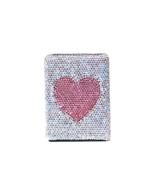 Swarovski Silver Desk Pencil Holder with Pink Heart