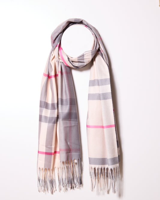 Beige Housecheck Printed Plain Scarf
