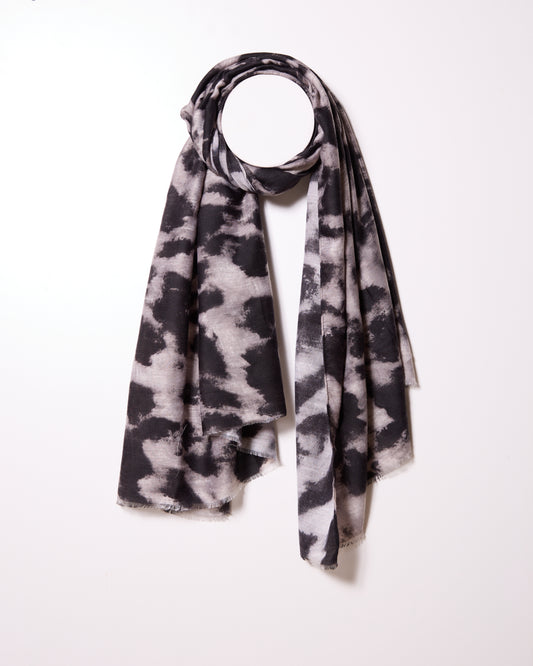Grey Spotted Abstract Printed Scarf