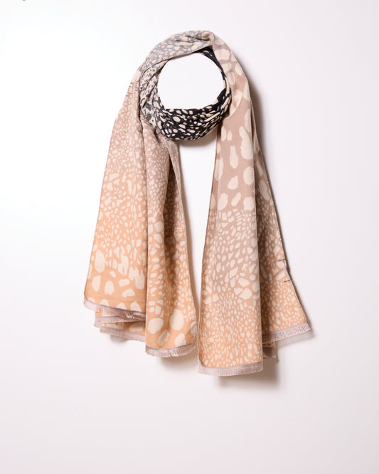 Taupe Cheetah Leopard Saltwater Print Scarf