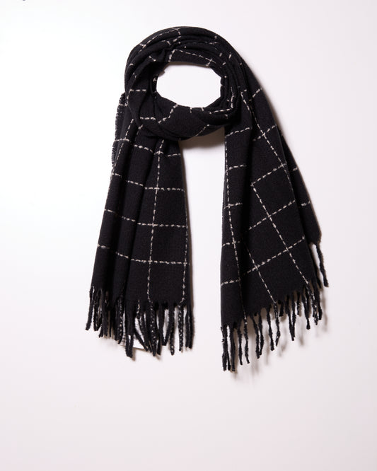 Black Large Stitch Square Scarf