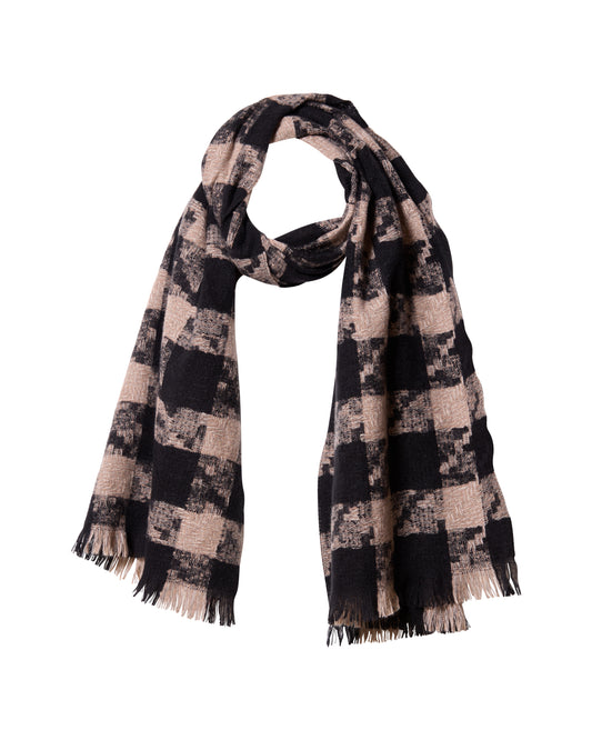 Black Houndstooth Knit Scarf