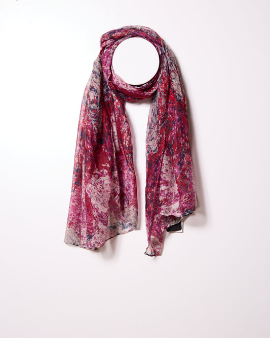 Wine Starry Night Style Abstract Printed Scarf