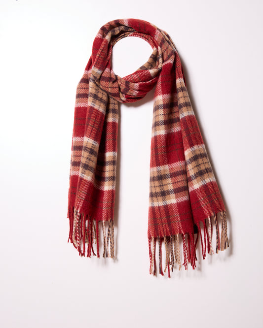 Red Windowpane Check Plaid Scarf