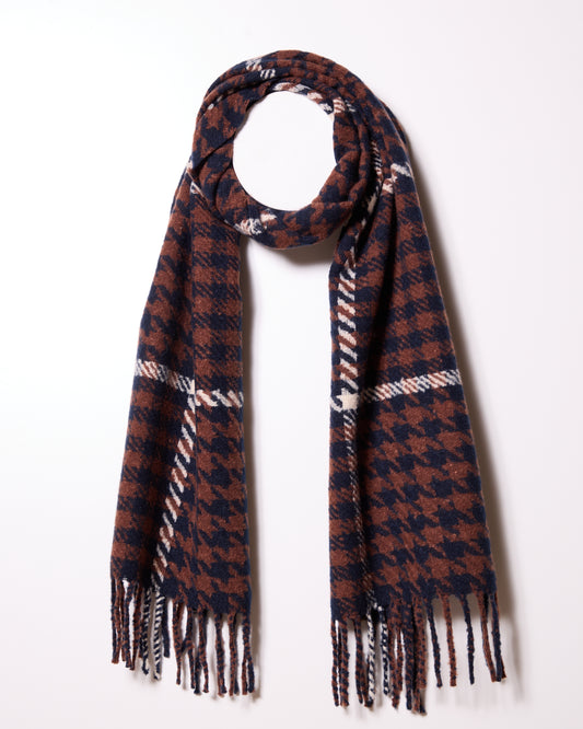 Brown Houndstooth Check Super Soft Scarf