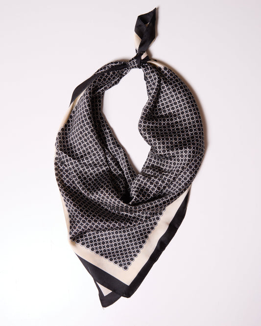 Black Circle Sqaure Bold Trim Decorative Scarf