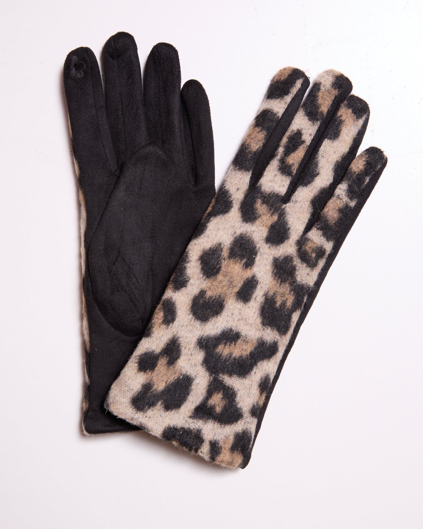 Taupe Leopard Faux Fur Gloves