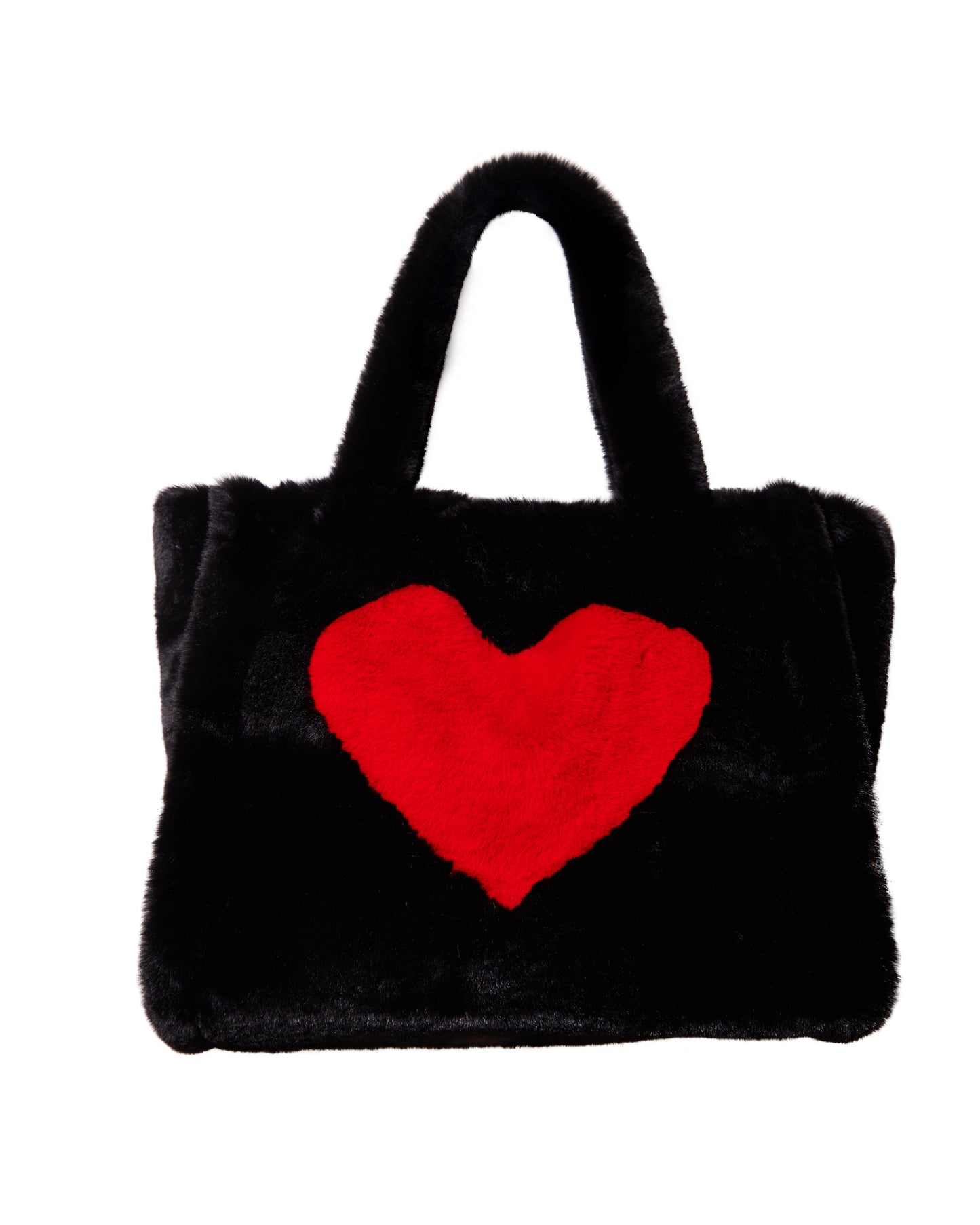 Sac surdimensionné noir en peluche avec cœur