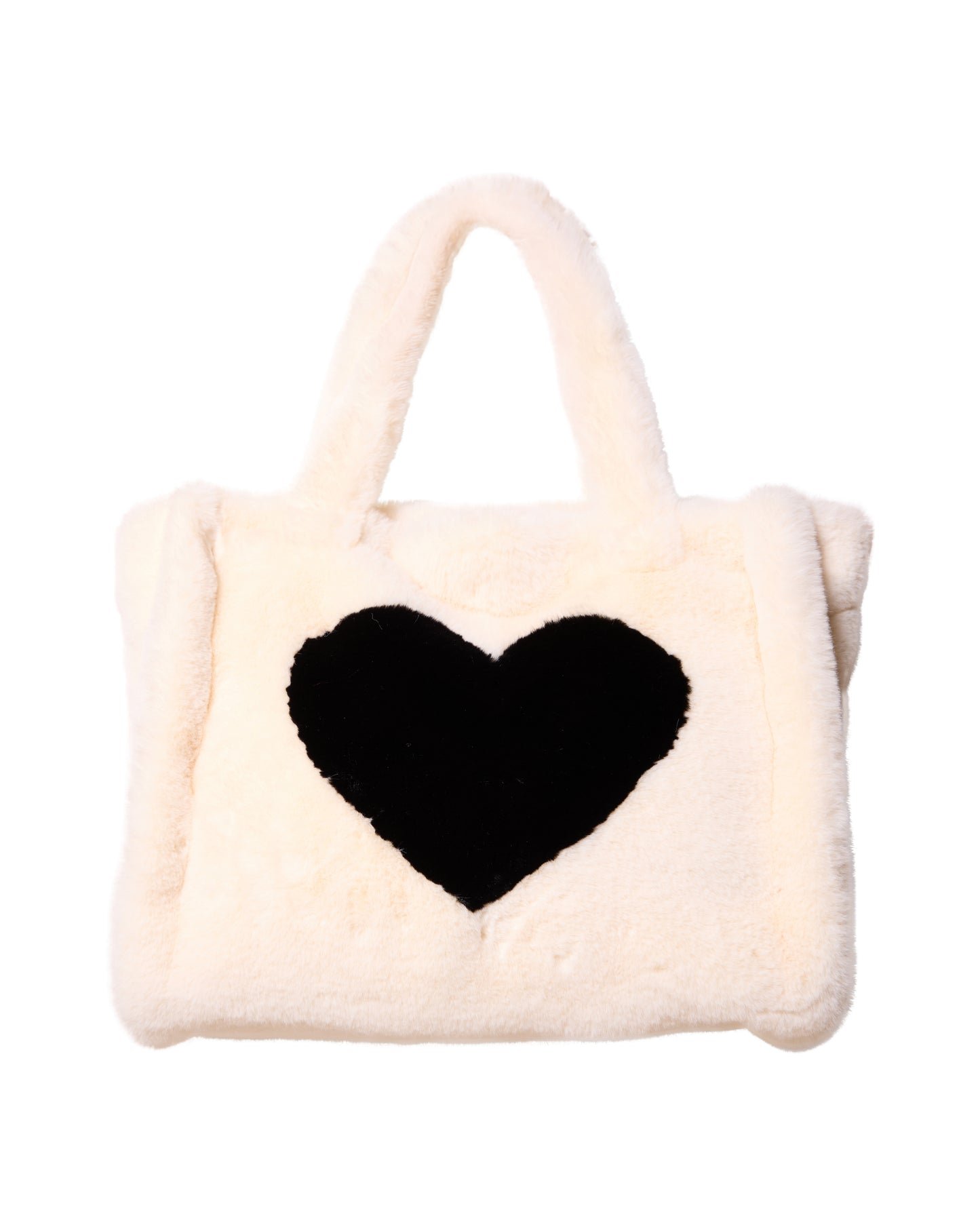 White Fuzzy Heart Oversized Bag