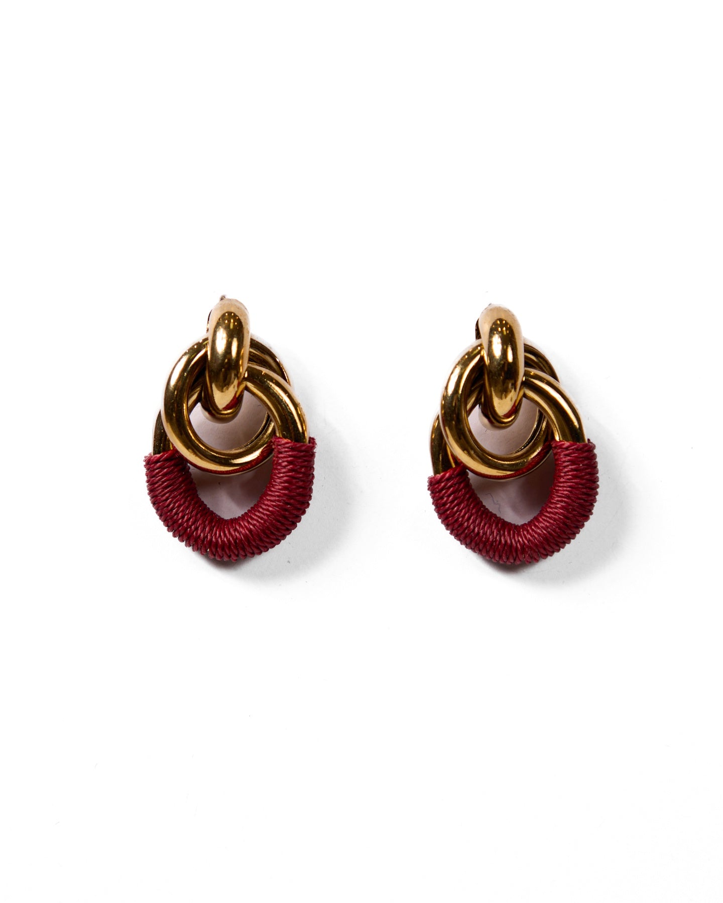 Bold Gold & Red Wrap Earrings