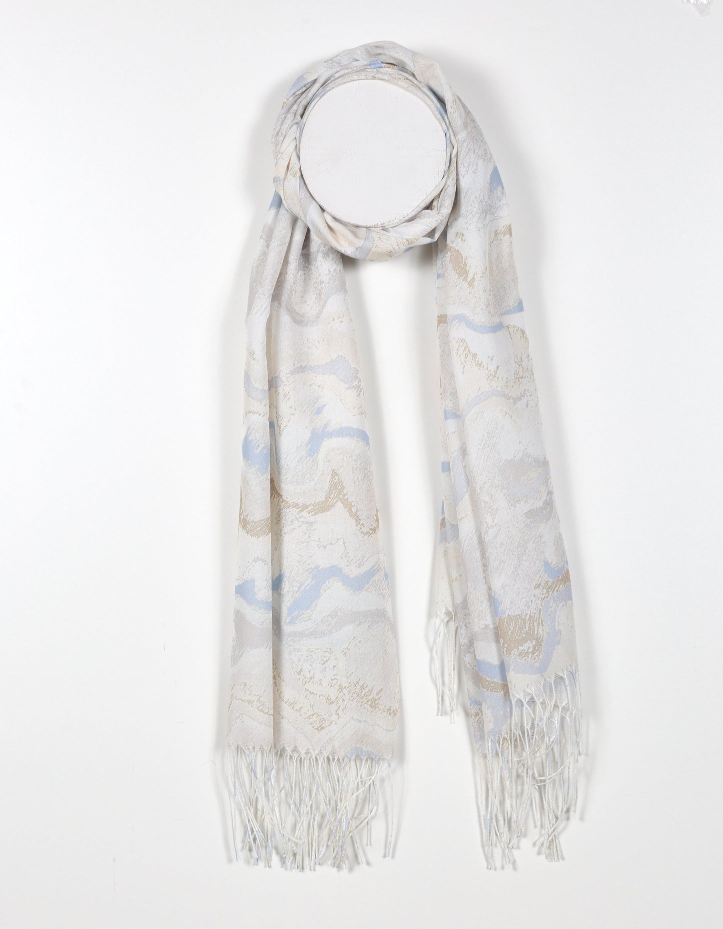 White Pastel Swirl Print Scarf