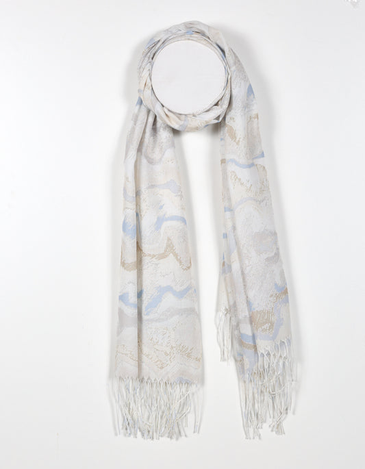 White Pastel Swirl Print Scarf