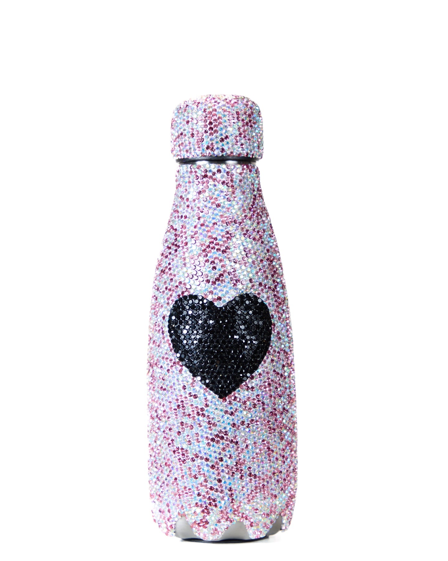 Swarovski Pink and Black Heart Water Bottle