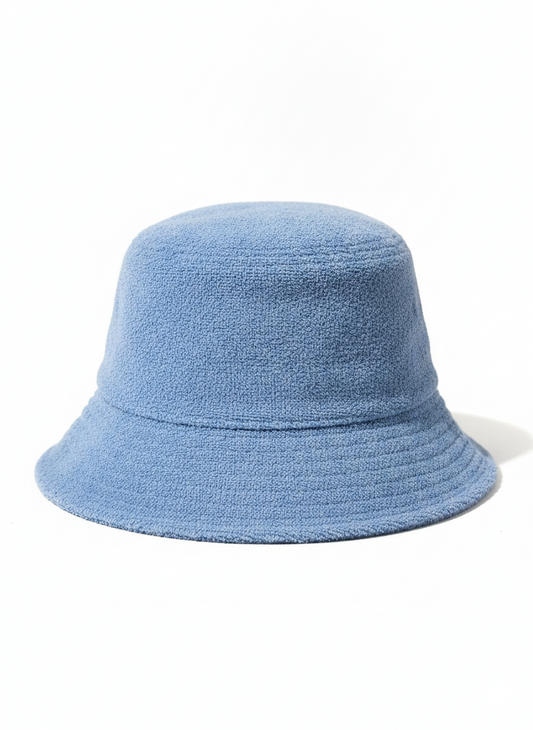 Blue Soft Terry Cloth Bucket Hat