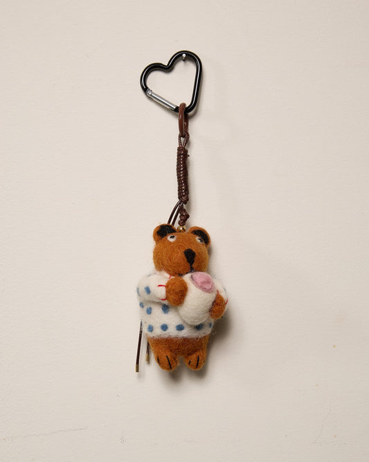 Porte-Clés Ours avec Friandise en Laine