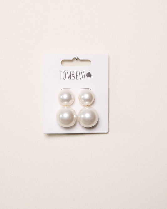 Silver Small and Large Stacked Pearly Earring