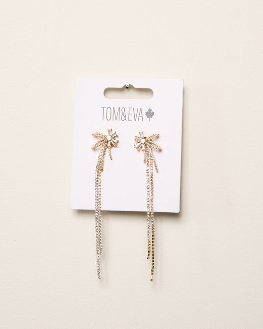 Gold Rhinestone Firework Chandelier Earrings