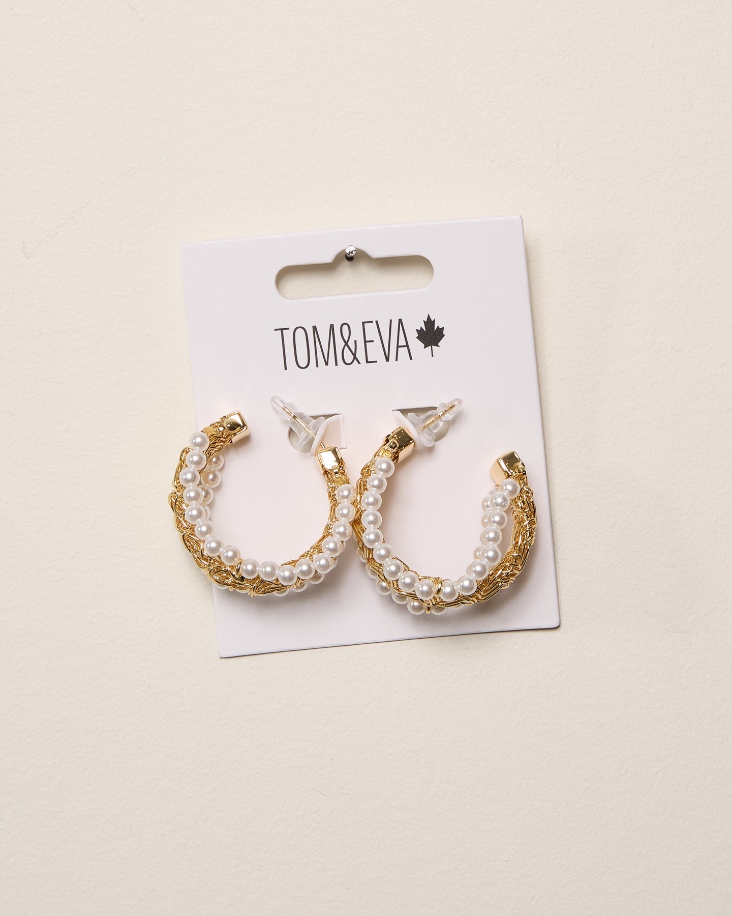 Gold Chain and Pearly Strand Hoop Earrings