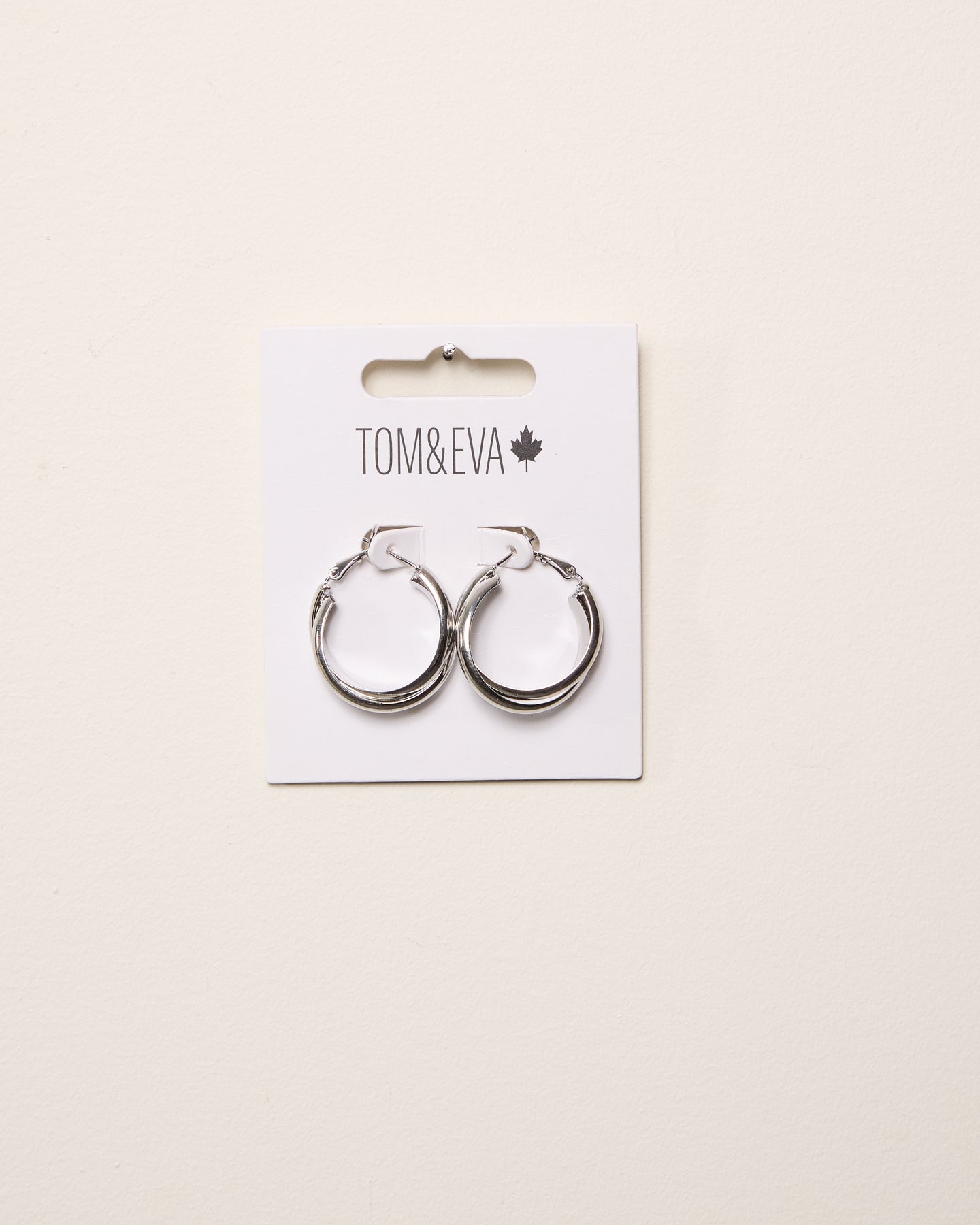 Silver Double Layer Basic Hoop Earring