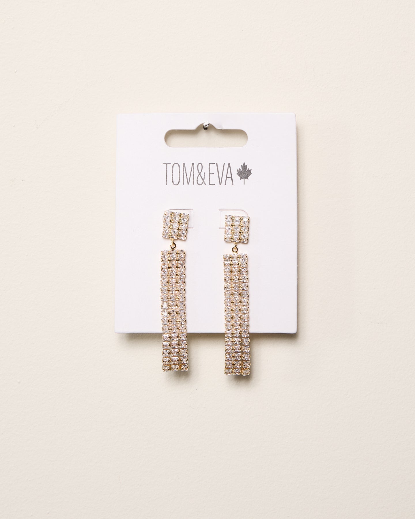 Boucles d’oreilles pendantes carrées avec strass